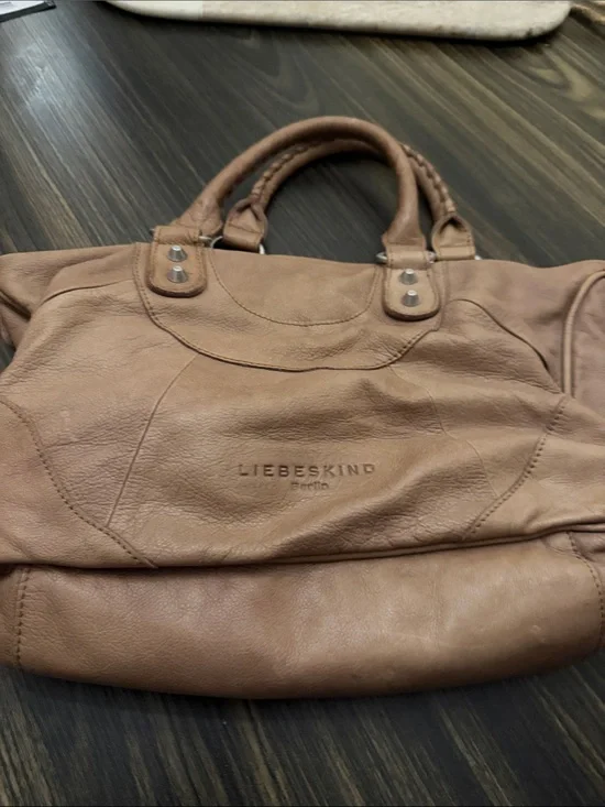 Liebeskind Brown Leather Duffel Bag with Braided Handles