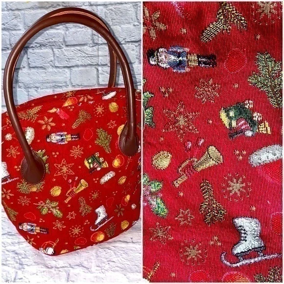 NWOT Villeroy Boch Nutcracker Christmas Tapestry Shoulder Holiday Tote Handbag
