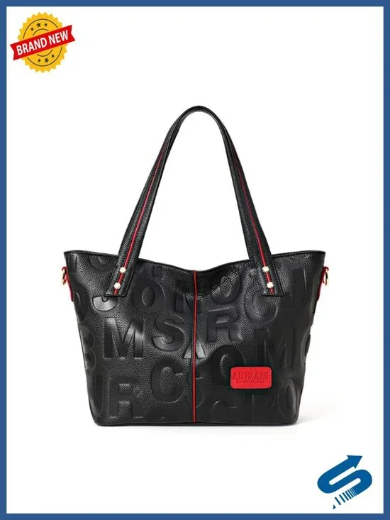 Genuine Leather Women's Tote Bag Large Capacity Cowhide Leather Handbag Hobo