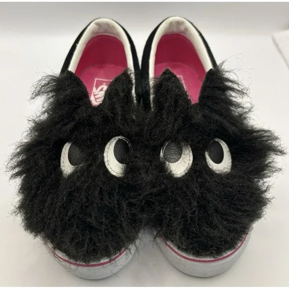 VANS Classic Slip On Kids Shoes Friend Party Fur Fuzzy Monster Youth Size 13.5