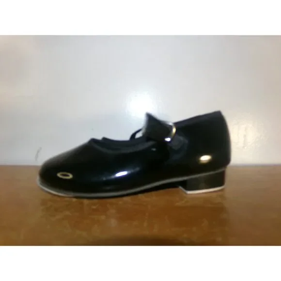 Pre-Owned Dance Tap Shoes Revolution Black Kids 11.5 Mary Jane Buckle 821