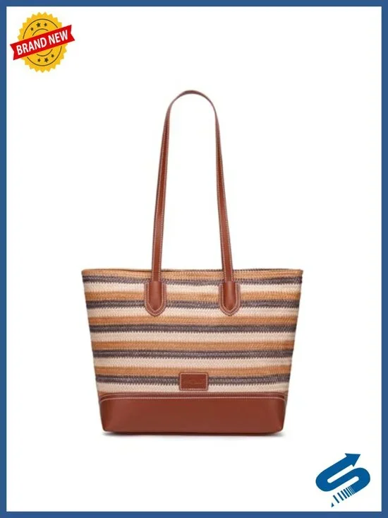 Vegan Leather Woven Tote Bag Women Shoulder Satchel Handbag
