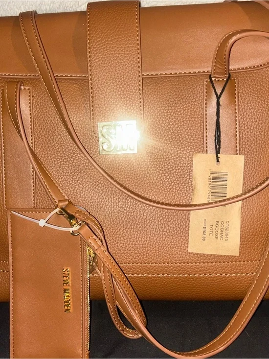 Steve Madden Cognac Pebbled Tote with Matching Wristlet
