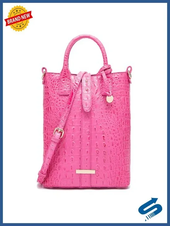 Women's Crocodile Embossed Vegan Leather Tote Bag with Shoulder Strap