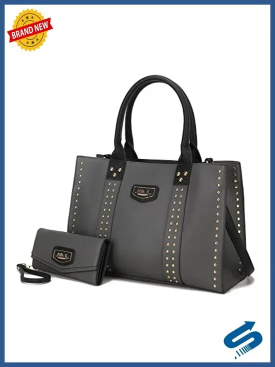 Vegan Leather Tote Bag for Women Crossbody Satchel Purse with Wallet