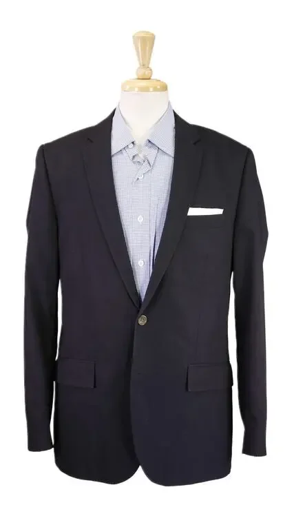 J Crew Mens Thompson Navy Blue 2-Btn Cotton Blazer Jacket 40R