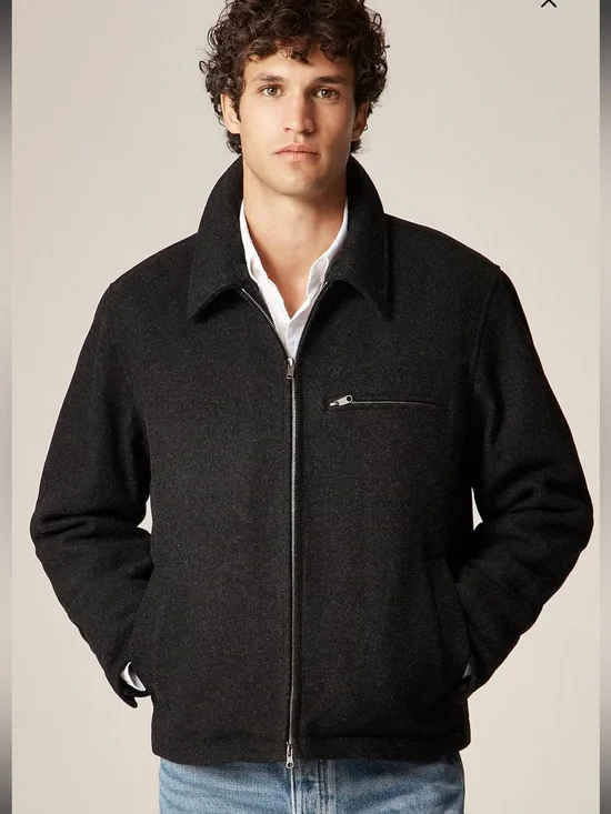 J. Crew Wool City Jacket Dark Gray Winter Coat Large EUC