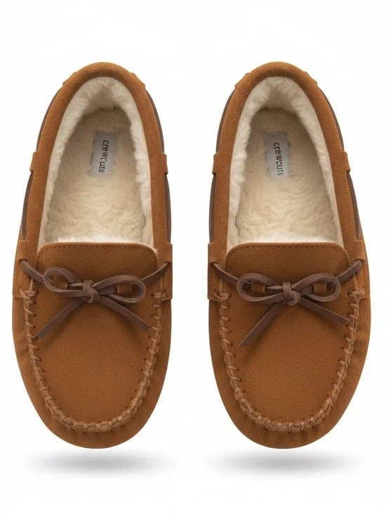 Crewcuts Chestnut Brown Faux-Shearling Moccasin Slippers