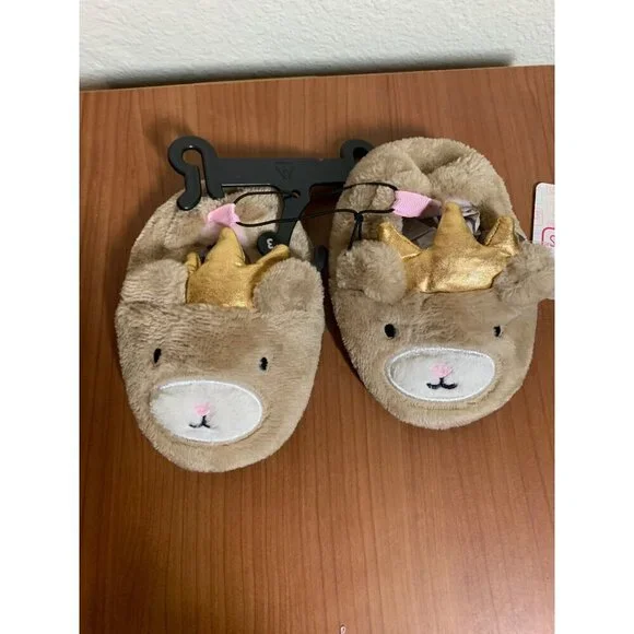 NWT Swiggles Princess Bear Slippers Warm Cozy Grip Bottom Toddler Girls Size 3