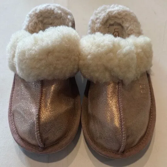 UGG Rose Gold Slippers with Cream Shearling