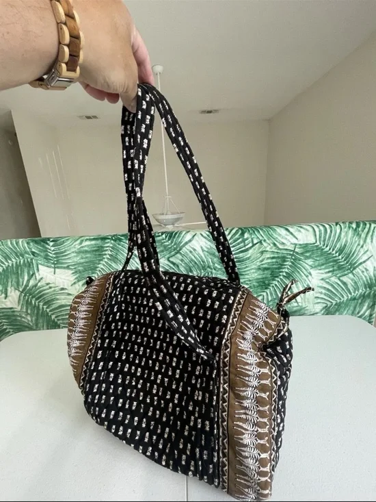 Vera Bradley Black and Brown Patterned Quilted Tote