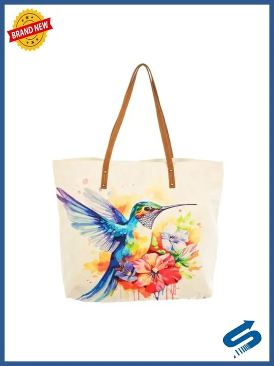 Hummingbird Canvas Tote Bag for Women 26x20 Bird Lover Gift
