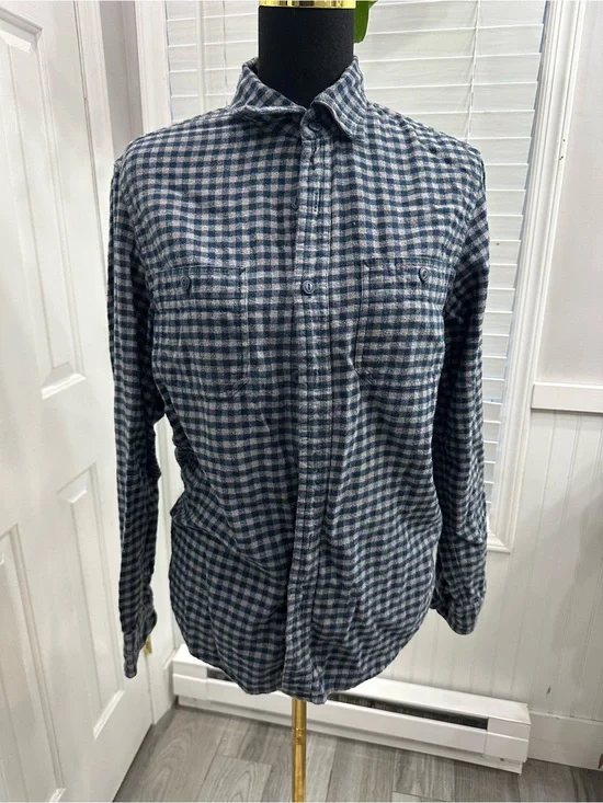 J. Crew Blue and White Check Button-Down Shirt