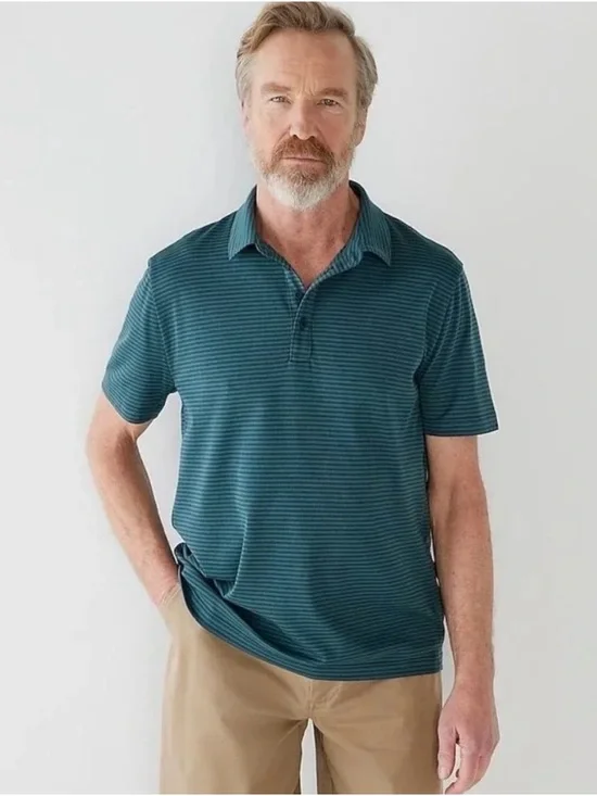 Men's Teal J.Crew Performance Polo Shirt with COOLMAX® Technology in Stripe