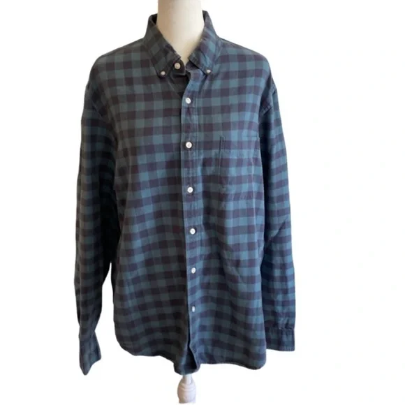 J. Crew Slim All Cotton Oxford. Size L. Blue plaid. Button-down. Vintage.