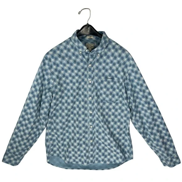 J. Crew Mens Secret Wash Slim Fit Organic Cotton Stretch Shirt Blue Sunburst L