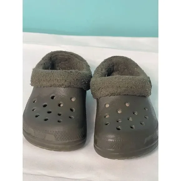 Crocs Toddler Classic Lined Green‎ Clogs C6 Sz 6 Slip-on