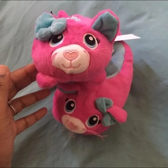 NWT Build a Bear‎ Workshop Kitten Slippers Pink Girly Cat Pretty 7/8