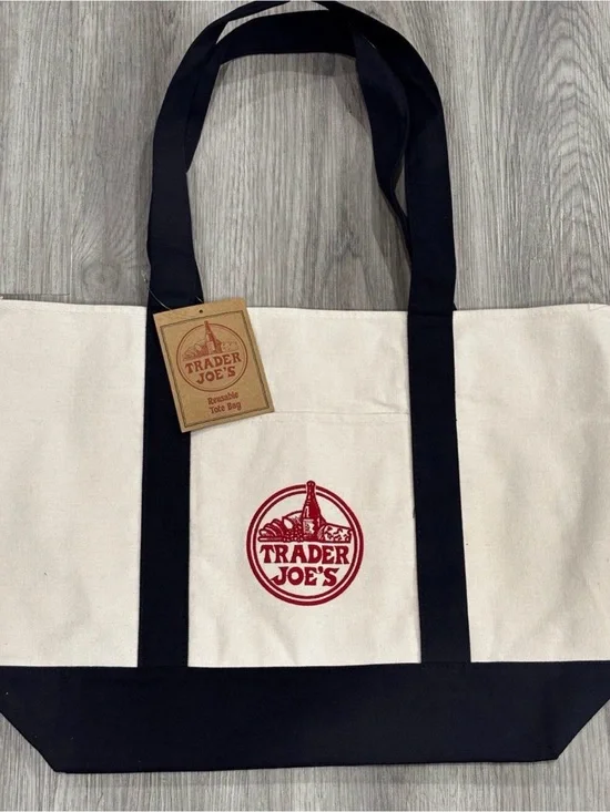 NWT -Trader Joe's Large Classic Canvas Tote Bag Navy Limited Release