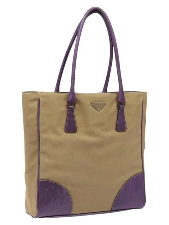 PRADA Tote Bag Canvas Beige Auth ep7542