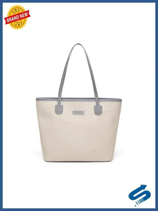 Faux Leather Woven Tote Bag for Women, Laptop Shoulder Bag, Hobo Work Purse