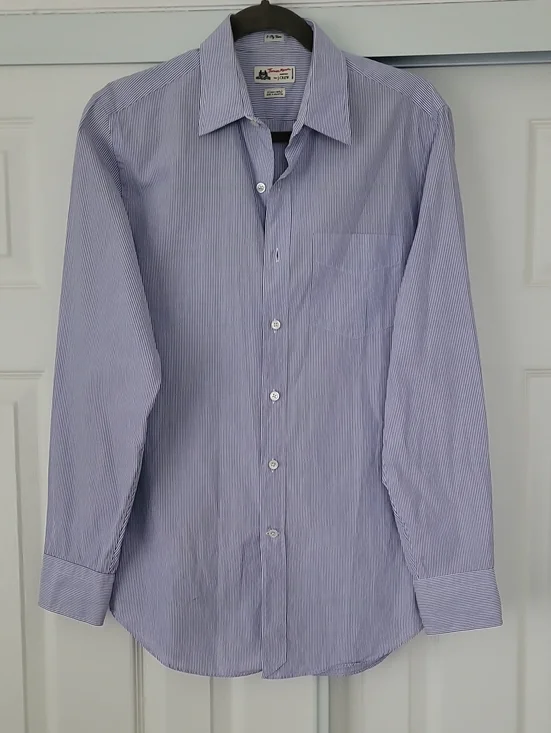 J Crew Men's Blue Stripe Dress Shirt