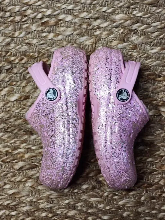 Crocs Shoes Child 9 Classic Lined Glitter Clog Pink Slip On Shoes School