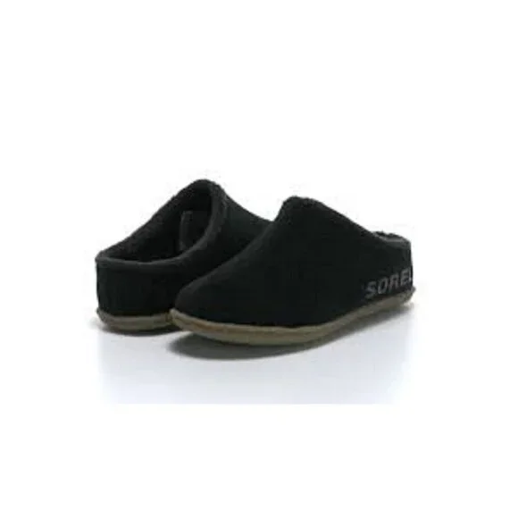 Sorel Lanner Ridge II Youth size 3 Slippers Black Slip-On Unisex Children Shoes