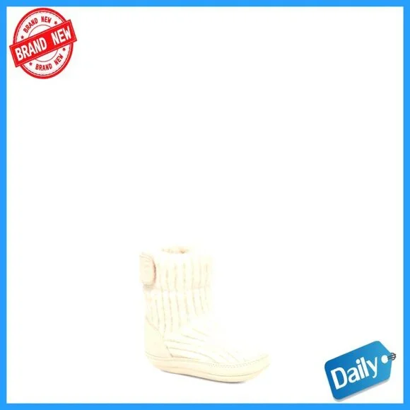 Baby Boys' Slipper Booties with Hook-and-Loop Closure, Rib Knit Upper