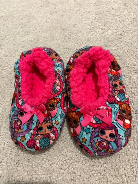 Kids Pink LOL Character Cozy One-Piece Slippers
