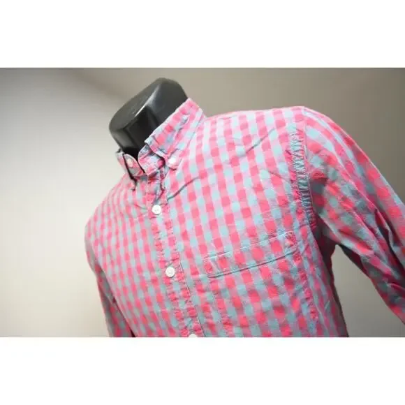 J Crew Flex Wash Dress Shirt Slim Plaid Button Up Long Sleeve Mens‎ Small