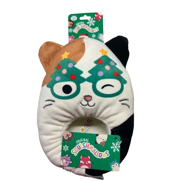 Squishmallows Kids Christmas Cat Slippers Size‎ 11 /12 Plush Holiday Cozy