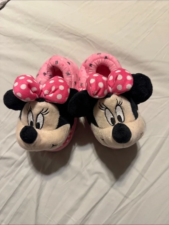 Pink Minnie Mouse Plush Kids Slippers kids 7-8