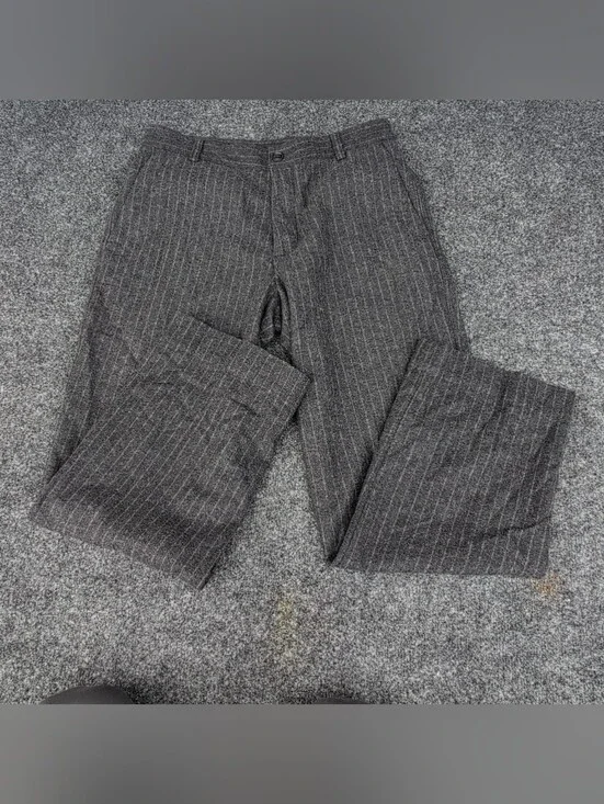 J Crew Suit Pants 33x30 Gray Chalk Striped Wool Button Fly Trousers Hong Kong