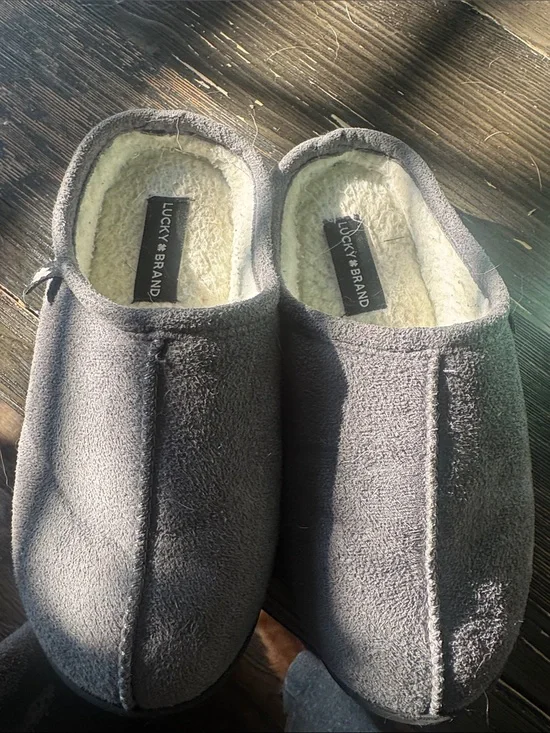 Boys Lucky Brand Gray Cozy Fleece-Lined Slip-On Slippers