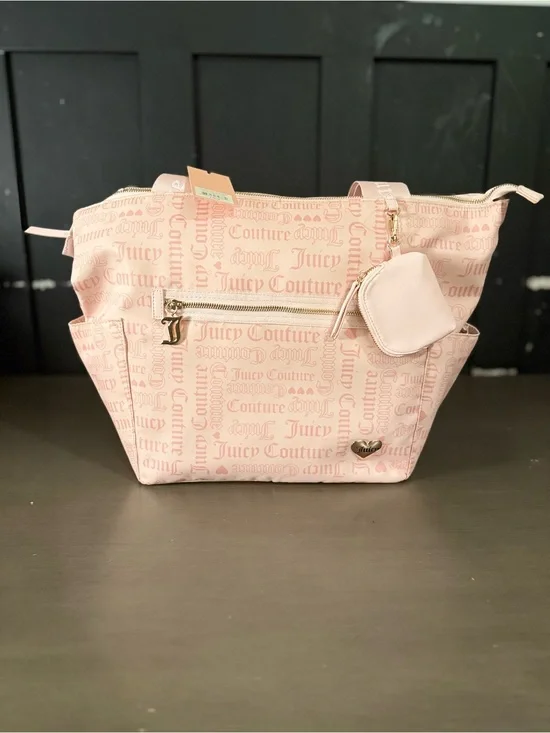 Juicy Couture Light Pink Logo Tote with Coin Pouch