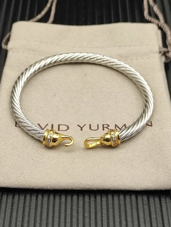 David Yurman Two-Tone Cable Bracelet - Silver & Gold