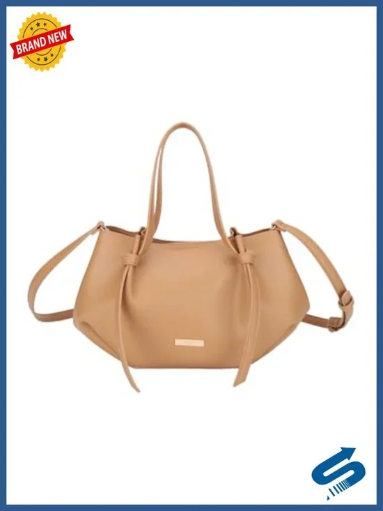 Small Vegan Leather Tote Bag for Women with Detachable Crossbody Strap