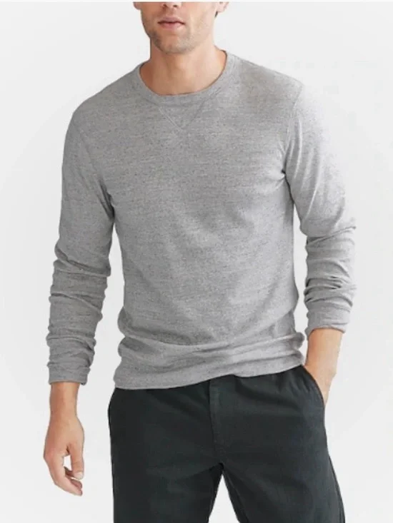 J. Crew Twisted Jaspe Rib Long Sleeve Shirt 100% Cotton Gray Size Large