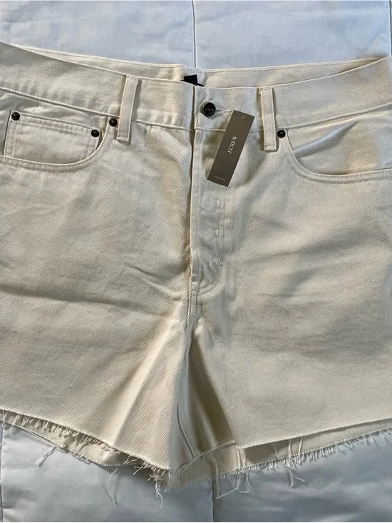 J. Crew Cream Frayed Denim Shorts