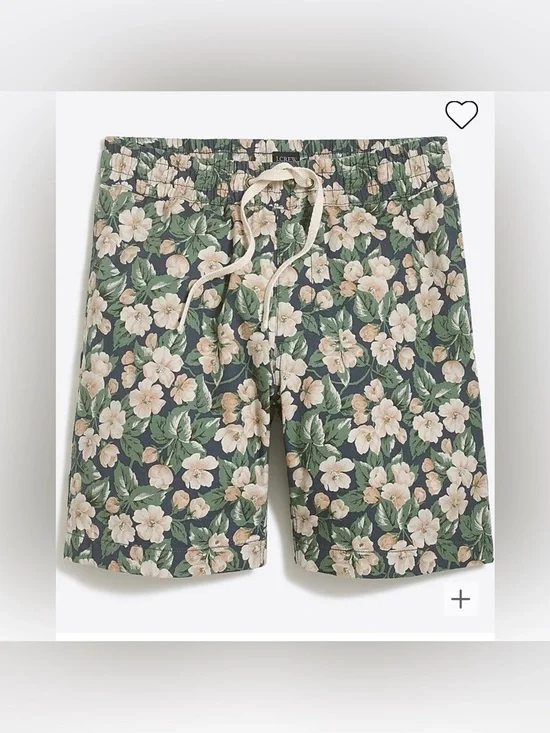 J CREW Men’s Reade Lightweight Floral Elastic Waist Floral Swim Trunks Size S