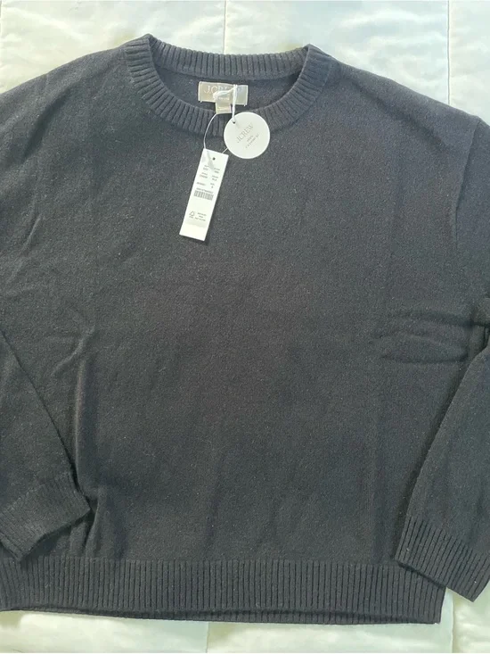 J. Crew Men’s Black 100% Cashmere Crewneck Sweater - Lightweight Knit