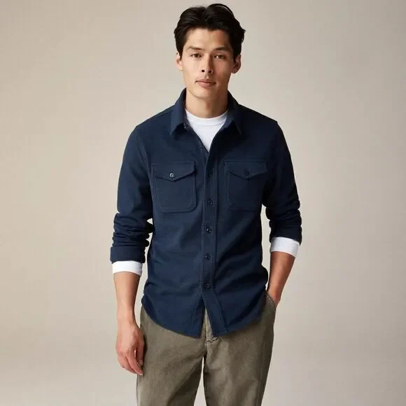 NWT J CREW Seaboard soft-knit shirt in Twill Blue Navy