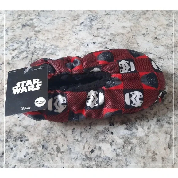 Star Wars Kids Slippers 10 Buffalo‎ Plaid Snuggle Toes Darth Vader Stormtrooper