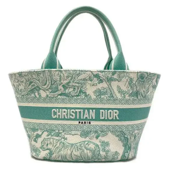 Christian Dior Pannier Chapeau Tote Bag Light Green White