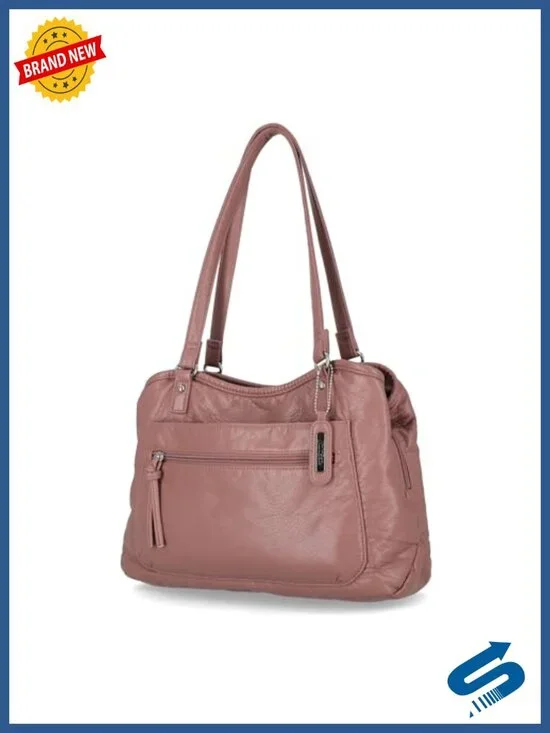 Vegan Leather Tote Bag with Shoulder Straps and Ample Pockets