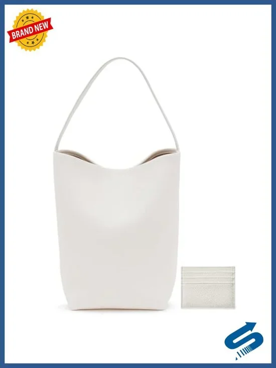 Genuine Leather Bucket Bag with Credit Card Holder Wallet, Handcrafted Calfskin