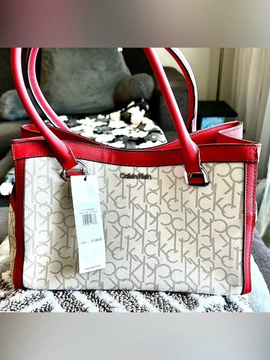 Calvin Klein Mercy Signature Satchel Purse