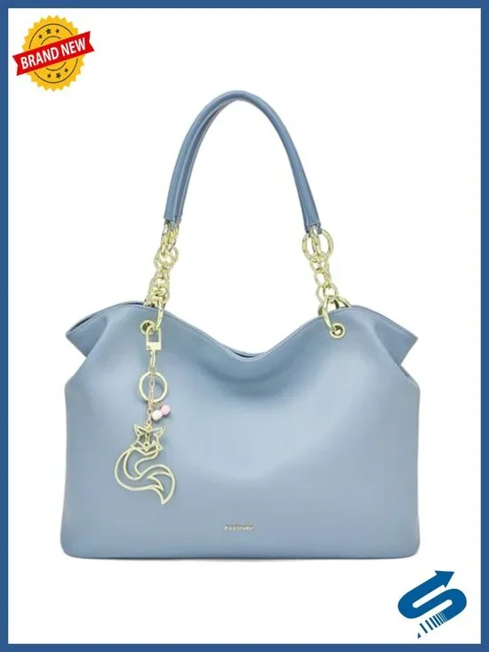 Genuine Leather Tote Handbag with Interior Pockets for Travel Commute Work