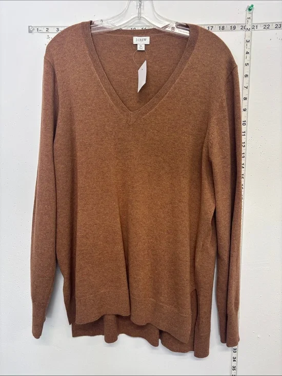 J. Crew Men's V-Neck Sweater in Rust Brown
